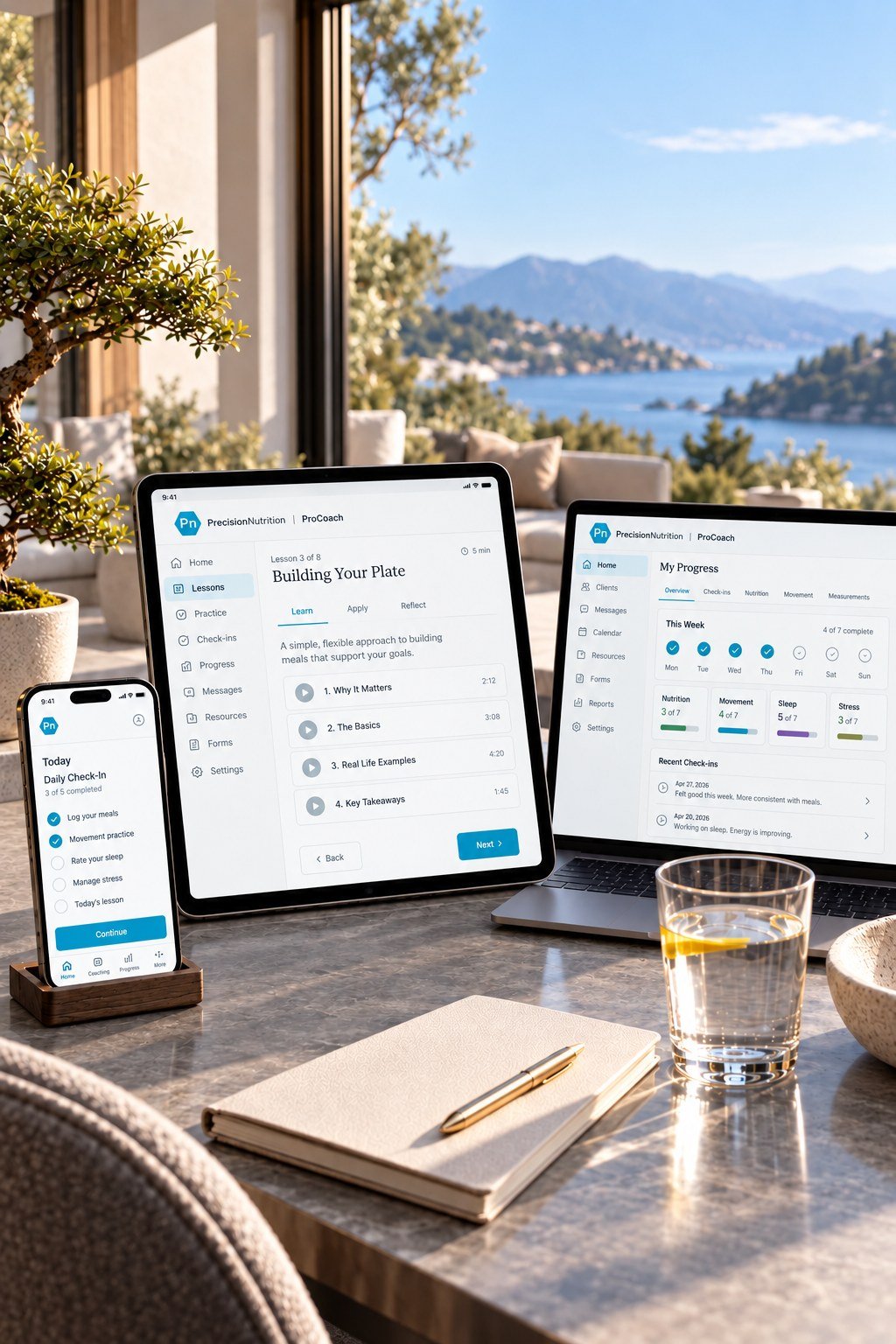 The ProCoach platform on phone, tablet and laptop
